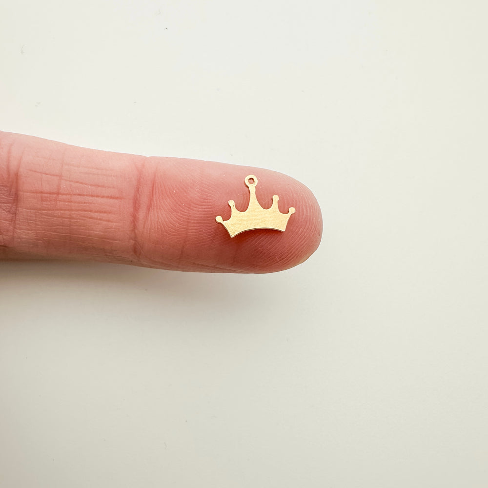 crown charm, gold filled crown charm, jewelry charm, crown necklace charm, crown bracelet charm, gold filled supplies, permanent jewelry supplies, essbe, essbe jewelry supplies