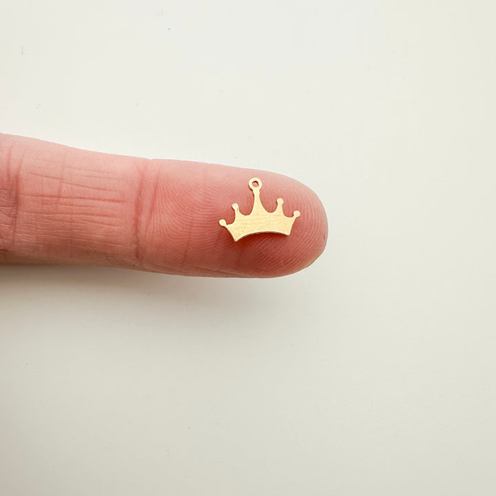crown charm, gold filled crown charm, jewelry charm, crown necklace charm, crown bracelet charm, gold filled supplies, permanent jewelry supplies, essbe, essbe jewelry supplies