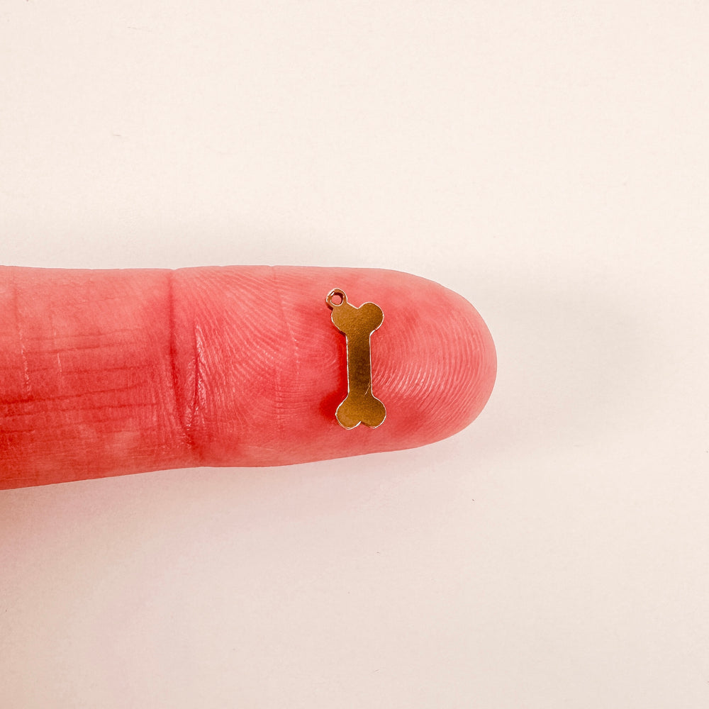 gold filled connectors, gold filled charms, permanent jewelry charms, permanent jewelry supplies, dog bone charm