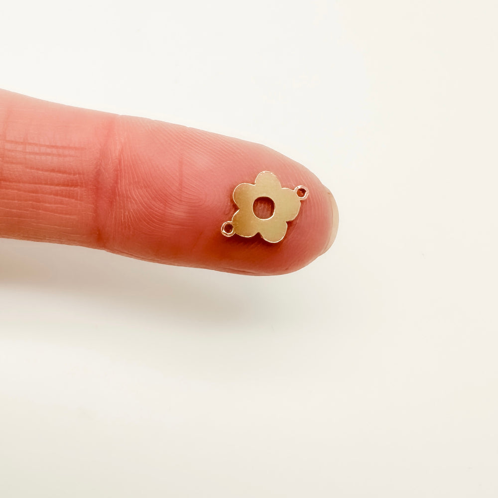 gold filled flower connector, gold filled daisy connector, gold filled connectors, permanent jewelry connectors, flower connector, essbe jewelry supply