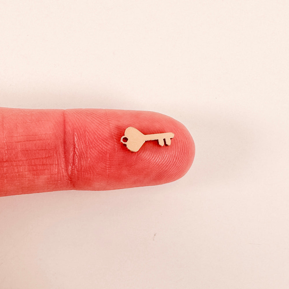 gold filled connectors, gold filled charms, permanent jewelry charms, permanent jewelry supplies, key charm