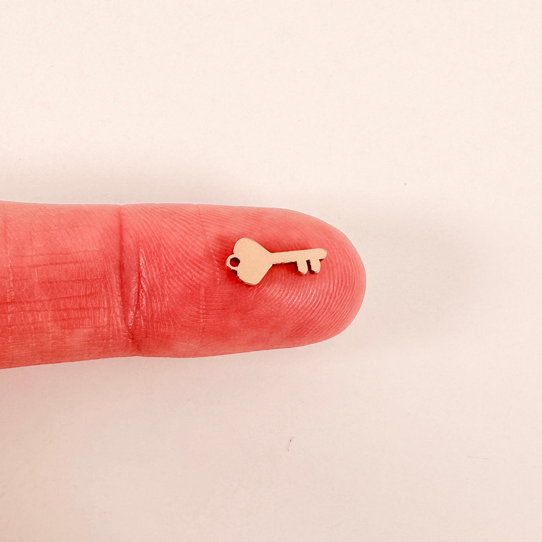 gold filled connectors, gold filled charms, permanent jewelry charms, permanent jewelry supplies, key charm