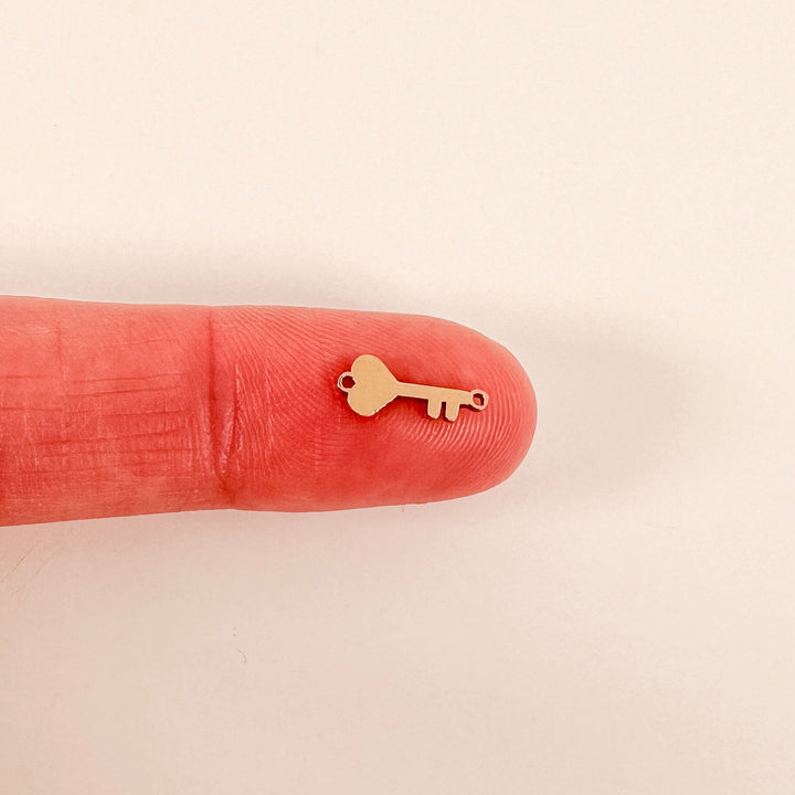 gold filled connectors, gold filled charms, permanent jewelry charms, permanent jewelry supplies, key connector, sterling silver charms