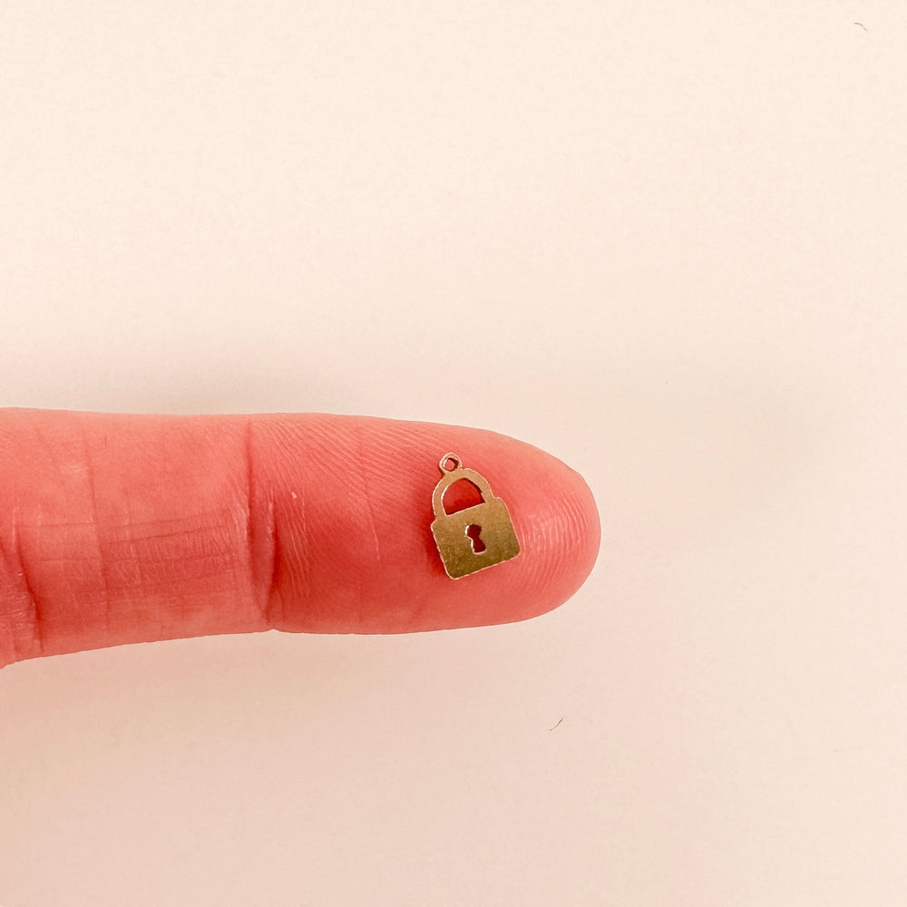 gold filled connectors, gold filled charms, permanent jewelry charms, permanent jewelry supplies, sterling silver, lock charm