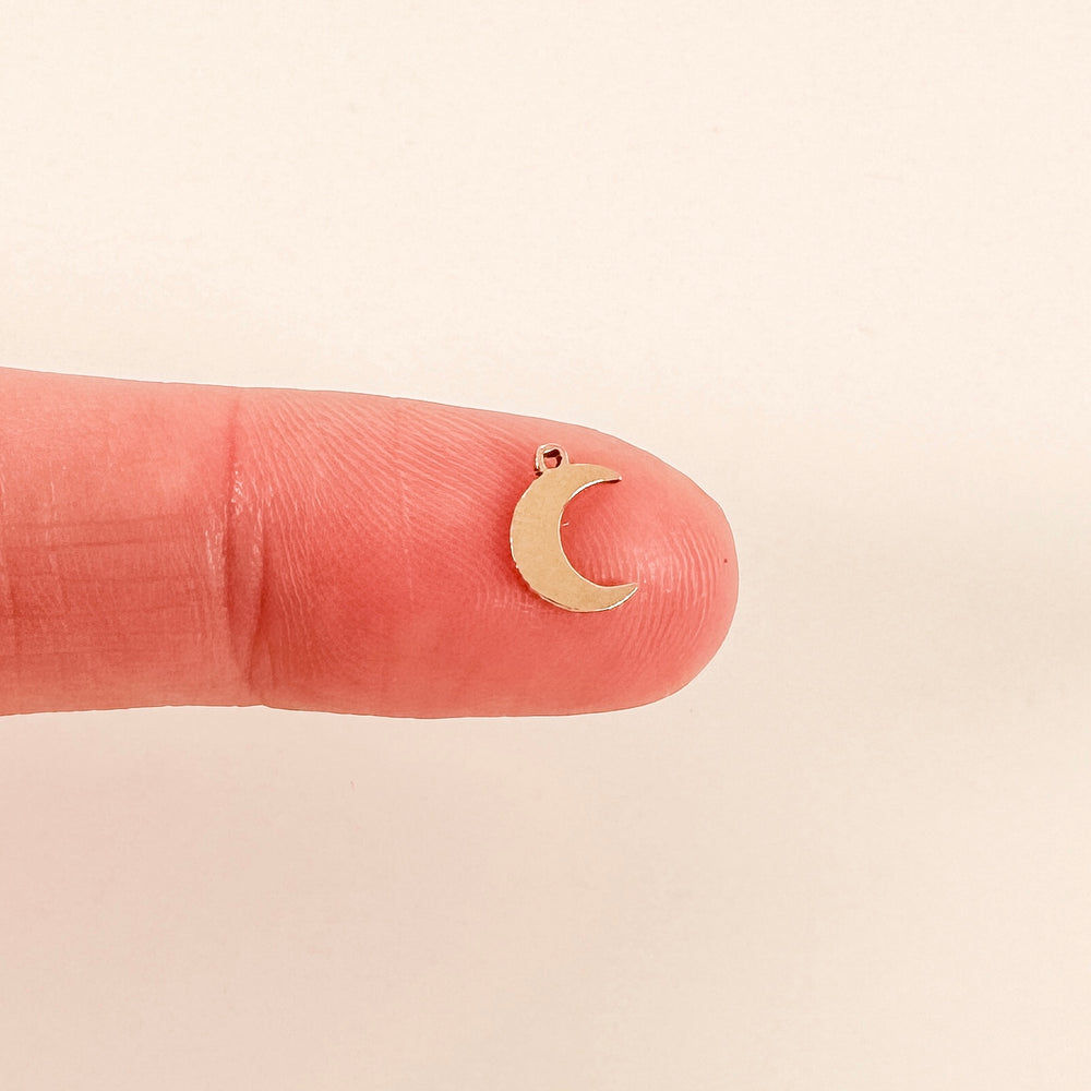 gold filled connectors, gold filled charms, permanent jewelry charms, permanent jewelry supplies, moon charms, sterling silver charms