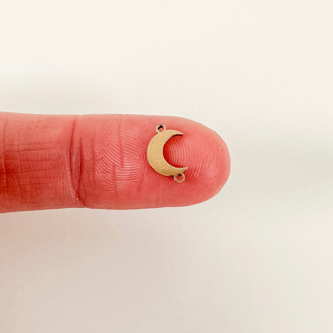 gold filled connectors, gold filled charms, permanent jewelry charms, permanent jewelry supplies, moon connector