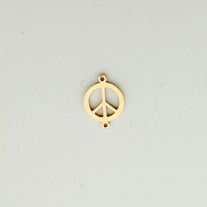 permanent jewelry supplies, essbe, essbe jewelry supply, charm, jewelry charms, gold filled necklace charm, gold filled bracelet charm, wholesale jewelry charms,  peace sign, gold filled peace sign connector