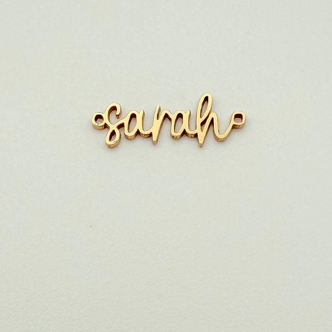 script name connector, customizable name connector, cursive name connector, personalized gifts, gold filled name connector, sterling silver name connector