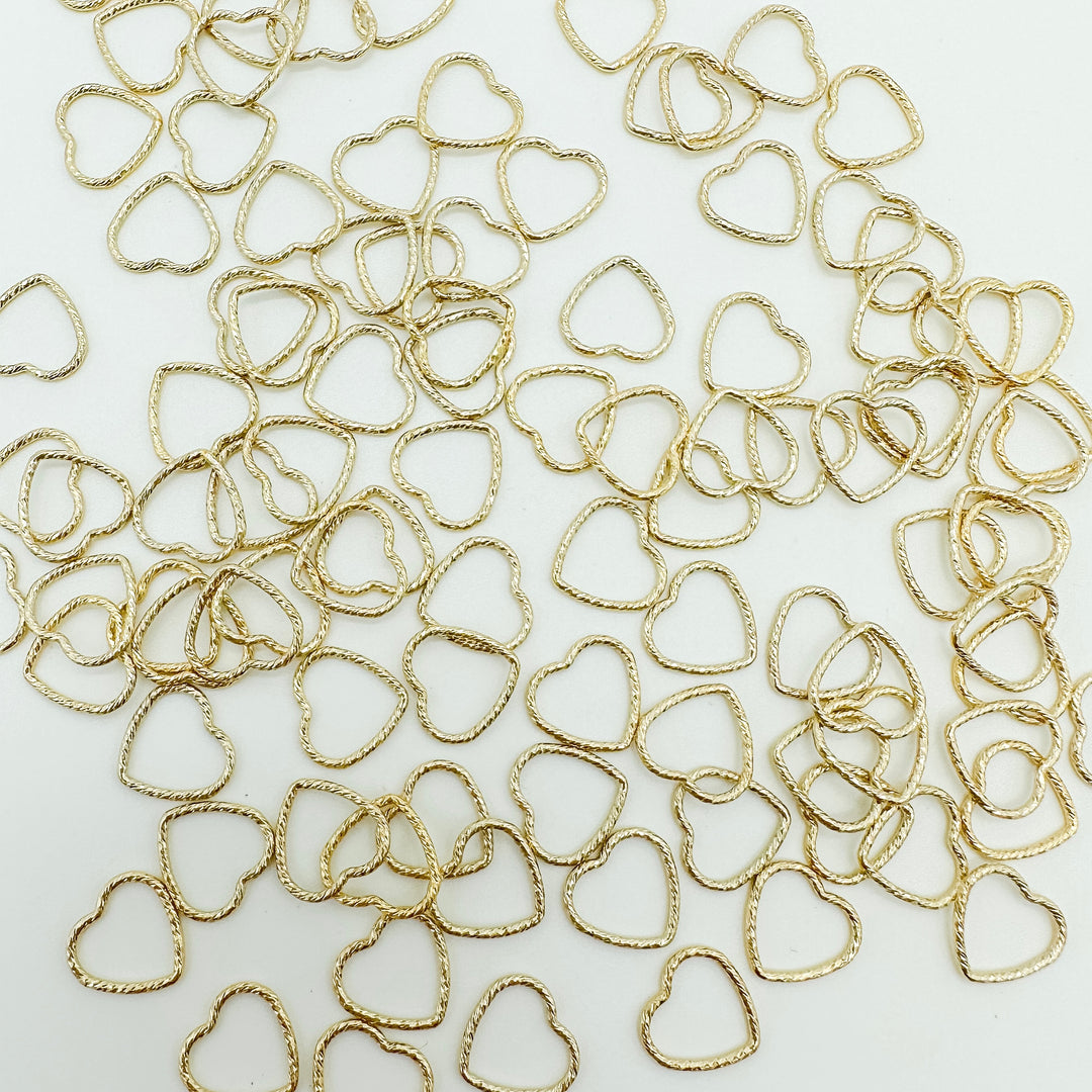 textured heart connector / permanent jewelry supplier / permanent jewelry supplies / gold filled connector / permanent jewelry connector / gold filled heart charm / heart connector