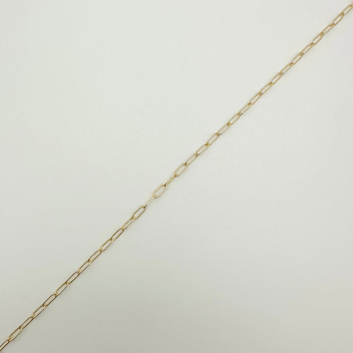 gold filled textured paperclip chain, gold filled paperclip chain, textured paperclip chain, wholesale chain, essbe jewelry supply, gold filled chain 