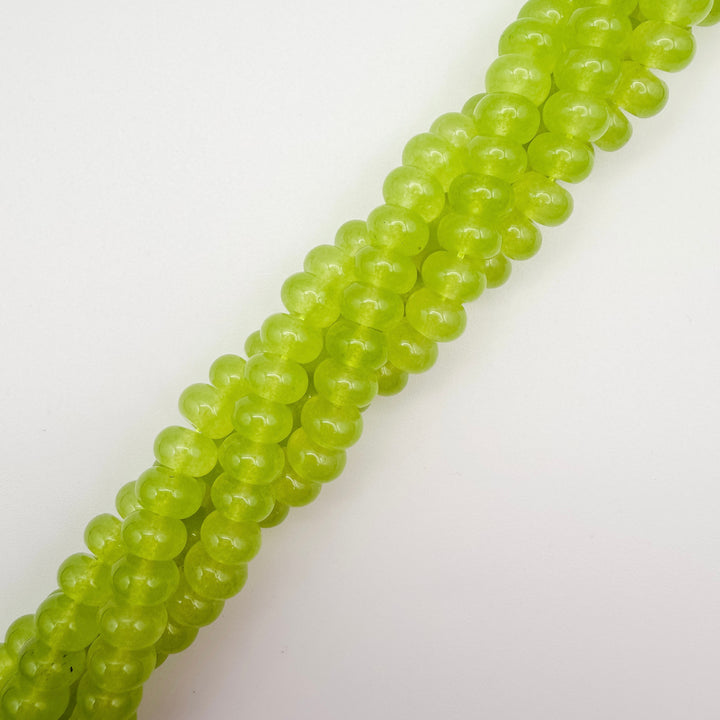 lime Malaysian Jade Rondelle Beads, rondelle beads, 5x8mm rondelle beads, white jade rondelle beads, beaded necklaces beads