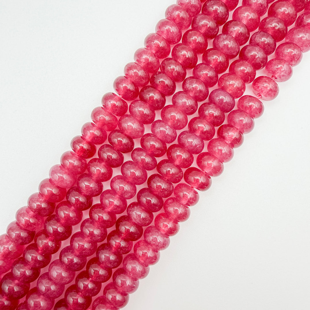 8x5mm Maroon Malaysian Jade Rondelle Beads