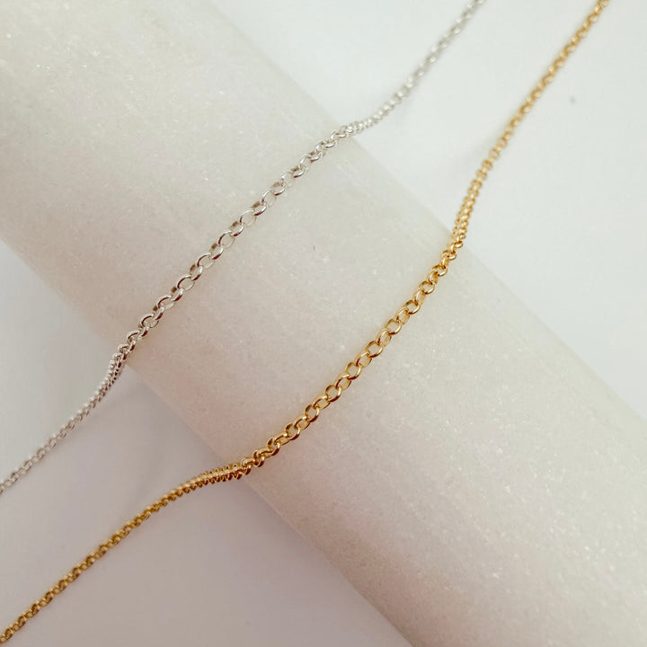 micro rolo, chain, gold filled, sterling silver, dainty chain, permanent jewelry, michigan jewelry