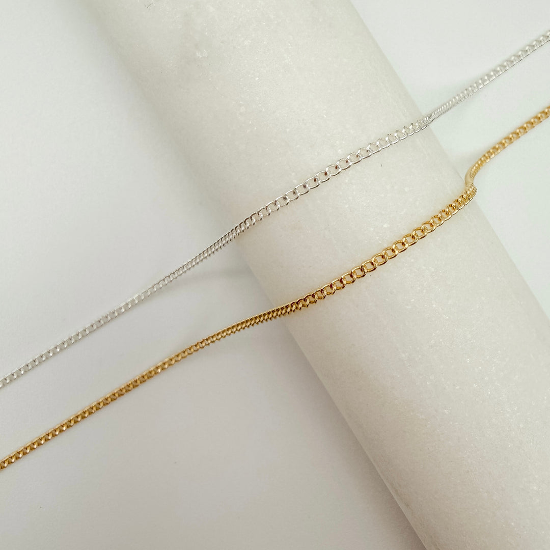 mini curb, chain, gold filled, sterling silver, permanent jewelry, michigan jewelry, dainty curb