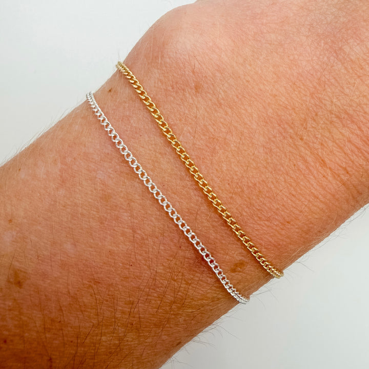 mini curb, chain, gold filled, sterling silver, permanent jewelry, michigan jewelry, dainty curb