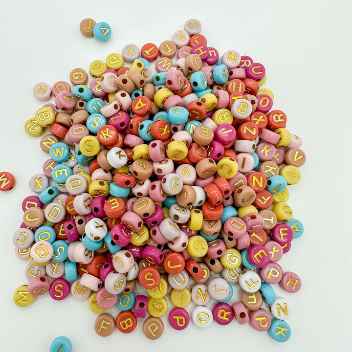 7mm acrylic letter beads, letter beads, diy bracelet, personalized bracelet, wholesale letter beads, 7mm letter beads, gold letter beads