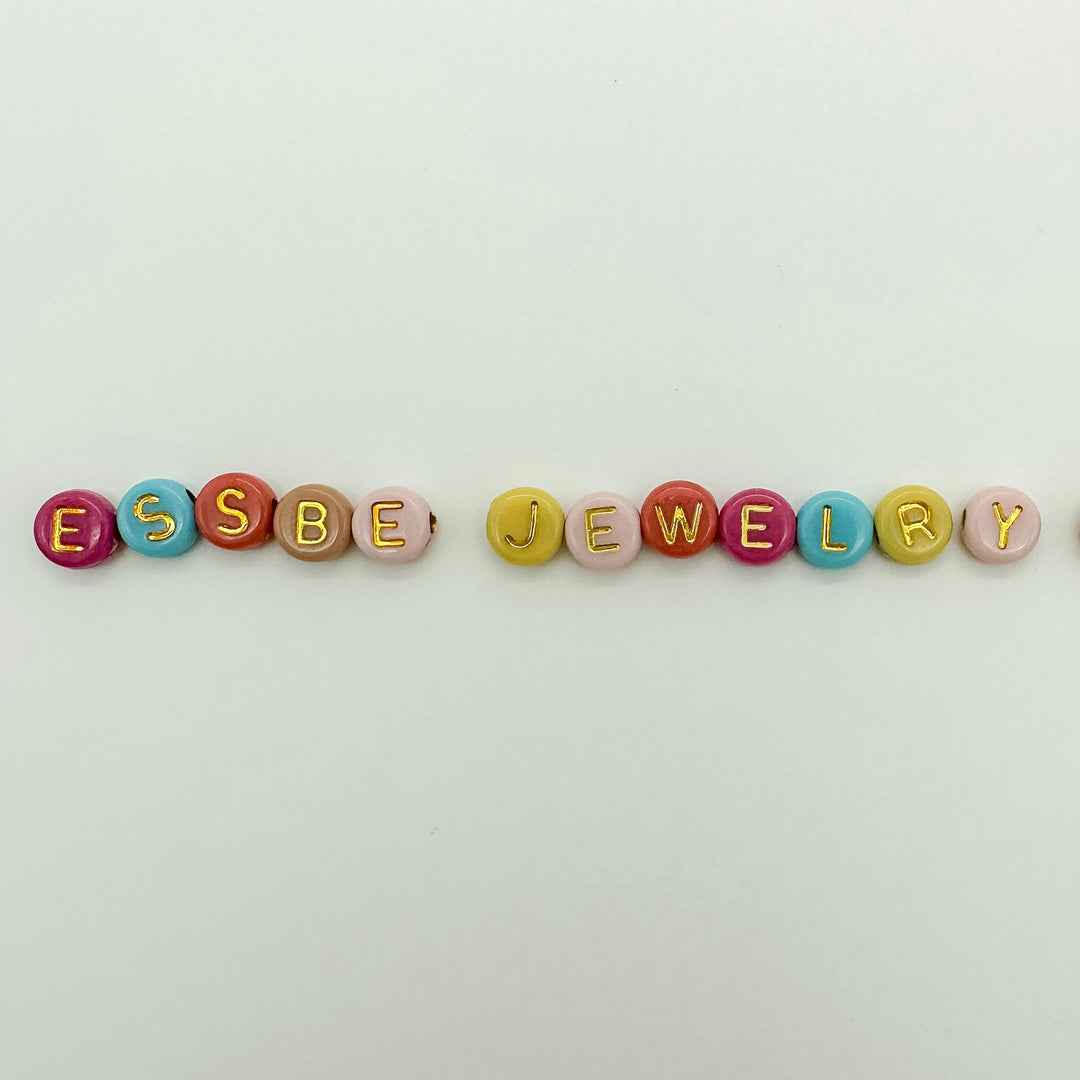 7mm acrylic letter beads, letter beads, diy bracelet, personalized bracelet, wholesale letter beads, 7mm letter beads, gold letter beads