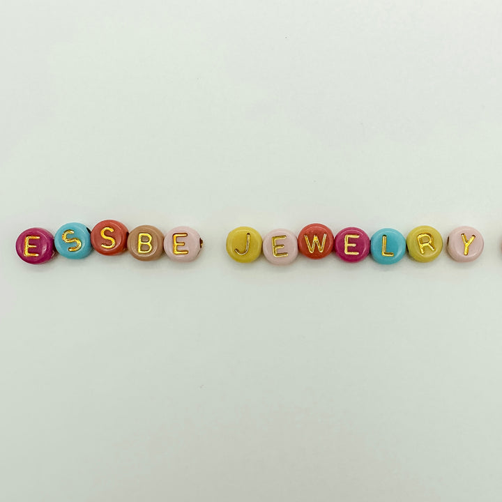 7mm acrylic letter beads, letter beads, diy bracelet, personalized bracelet, wholesale letter beads, 7mm letter beads, gold letter beads