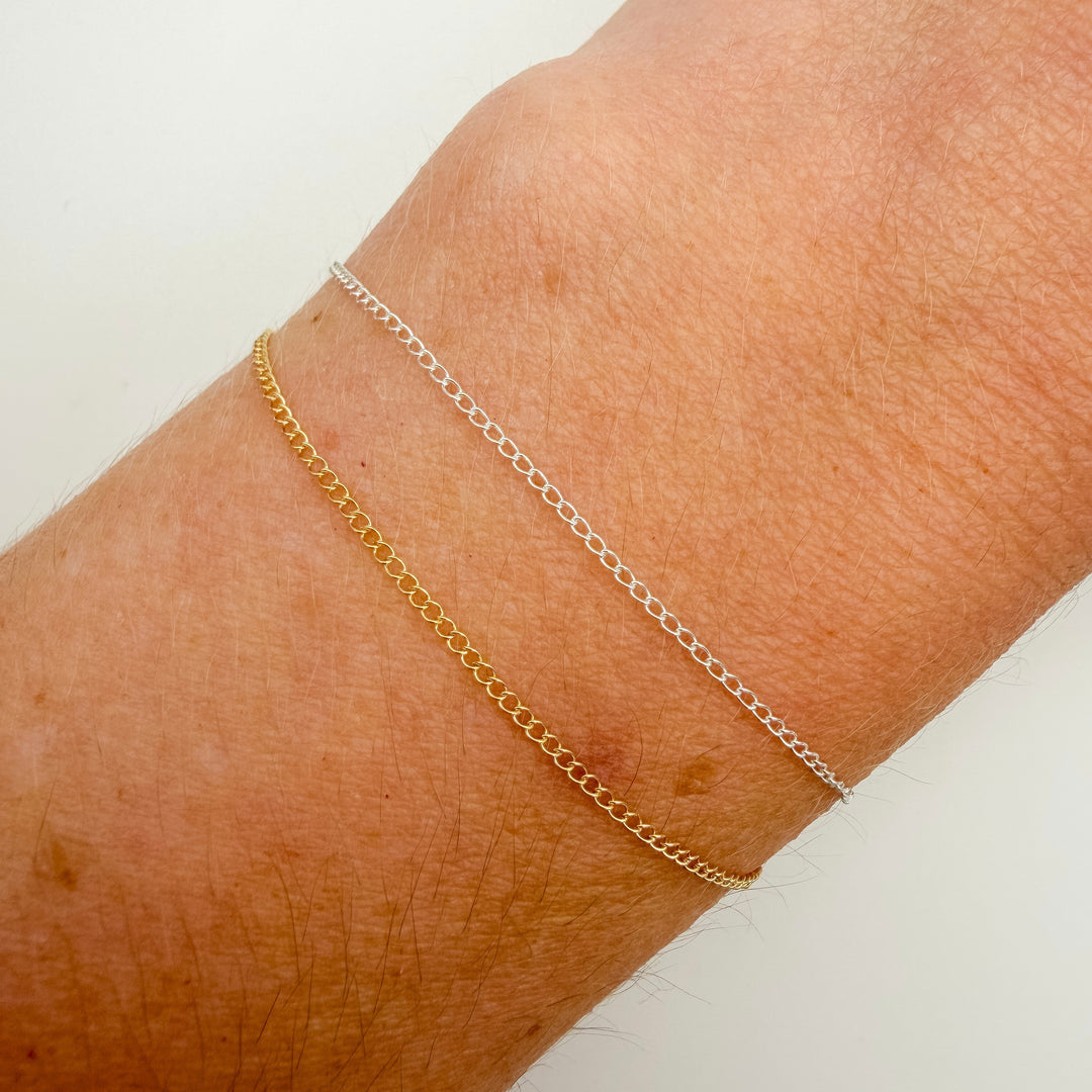 open dainty curb, chain, gold filled, sterling silver, dainty chain, permanent jewelry, michigan jewelry