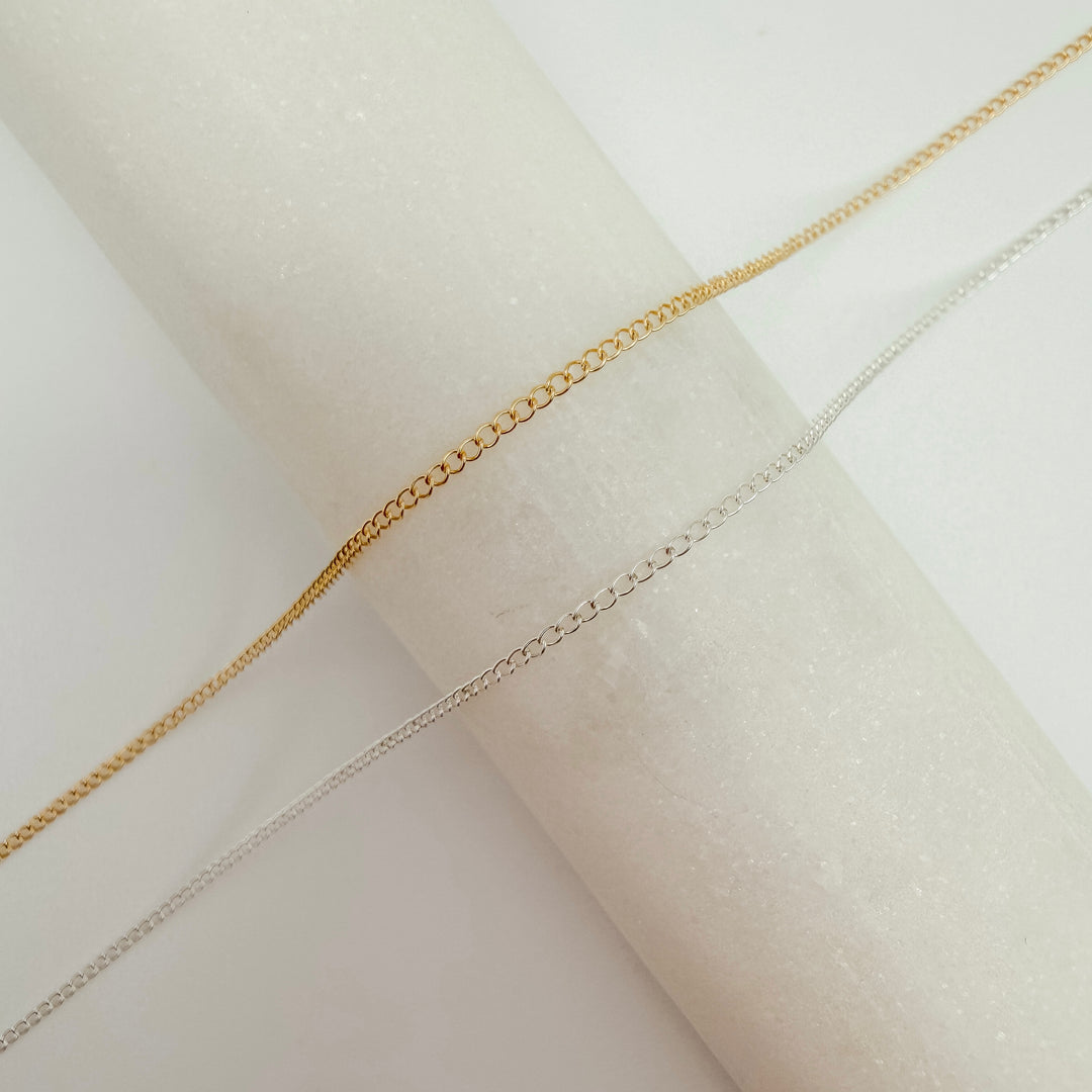 open dainty curb, chain, gold filled, sterling silver, dainty chain, permanent jewelry, michigan jewelry