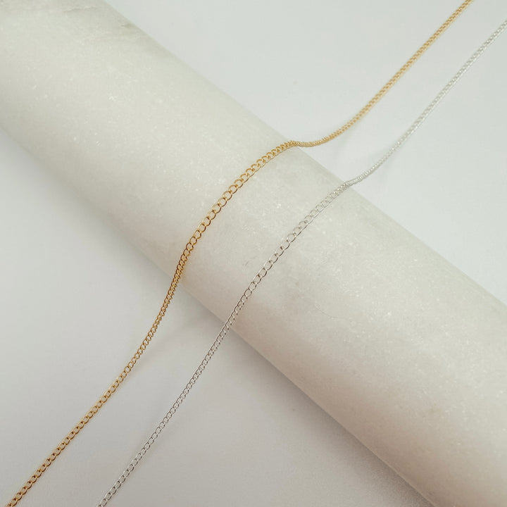 open dainty curb, chain, gold filled, sterling silver, dainty chain, permanent jewelry, michigan jewelry