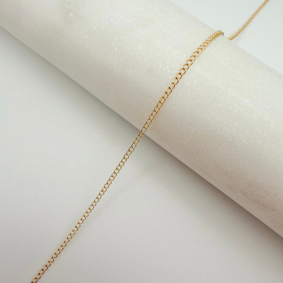 open dainty curb, chain, gold filled, dainty chain, permanent jewelry, michigan jewelry