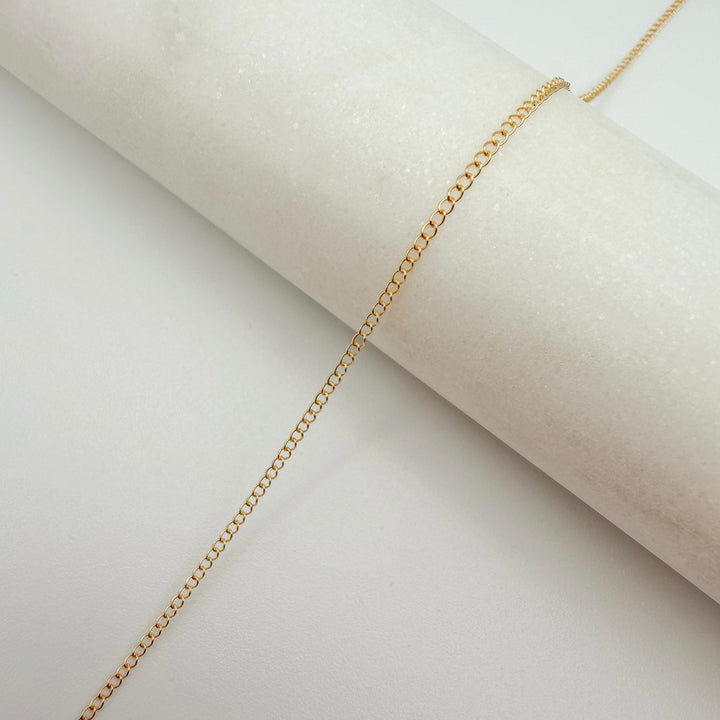 open dainty curb, chain, gold filled, dainty chain, permanent jewelry, michigan jewelry