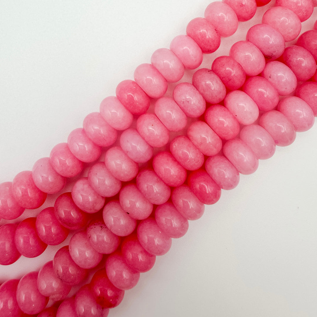 chunky rondelle beads, large rondelle beads, 10x6mm rondelle beads, pink rondelle beads, pink gemstone beads