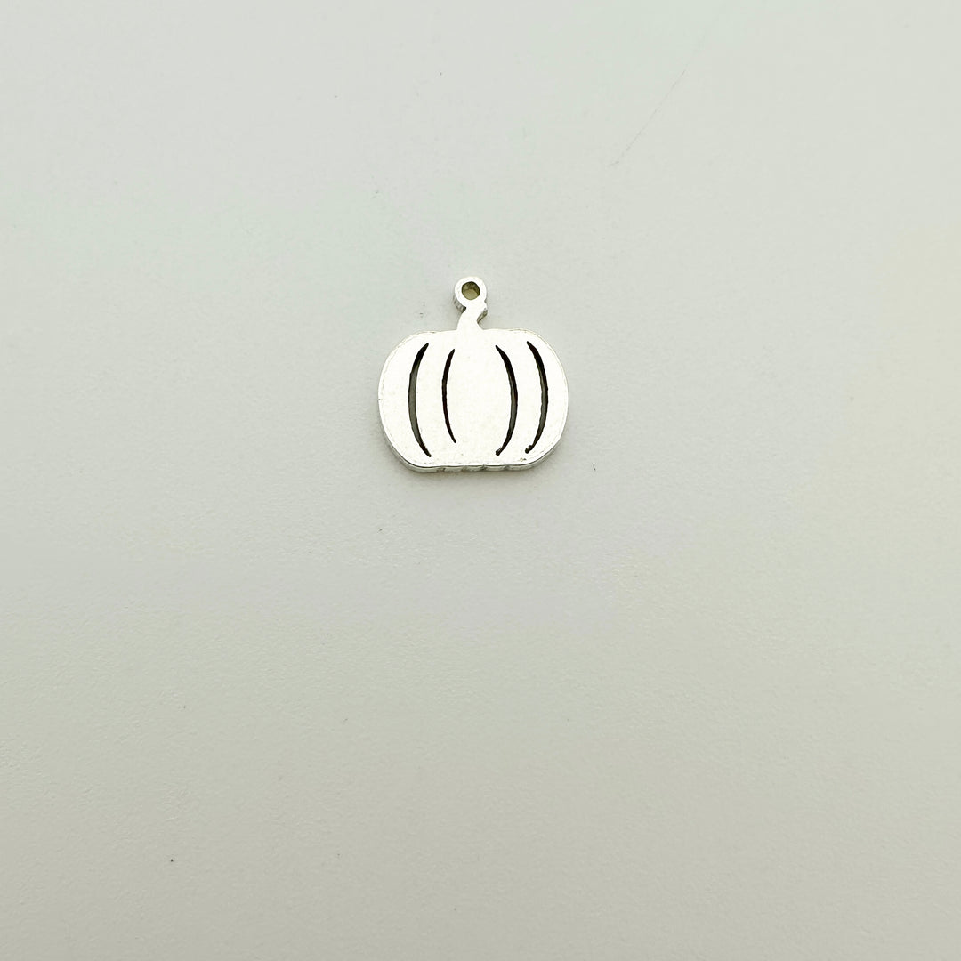 pumpkin charm, pumpkin connector, gold filled pumpkin charm, sterling silver pumpkin charm, permanent jewelry supplies, permanent jewelry charms