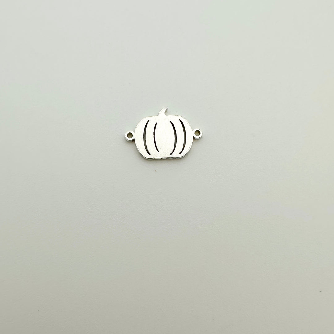 pumpkin charm, pumpkin connector, gold filled pumpkin charm, sterling silver pumpkin charm, permanent jewelry supplies, permanent jewelry charms