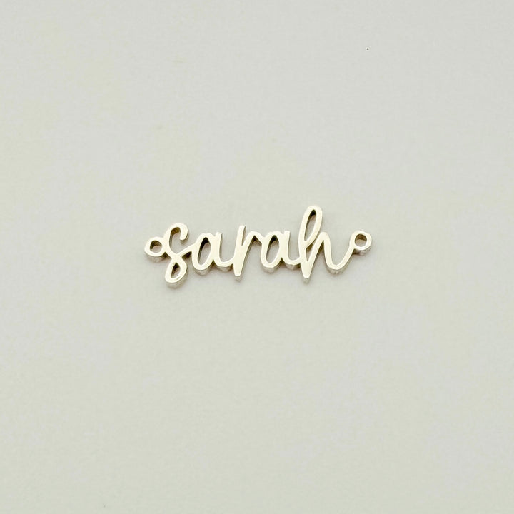 script name connector, customizable name connector, cursive name connector, personalized gifts, gold filled name connector, sterling silver name connector
