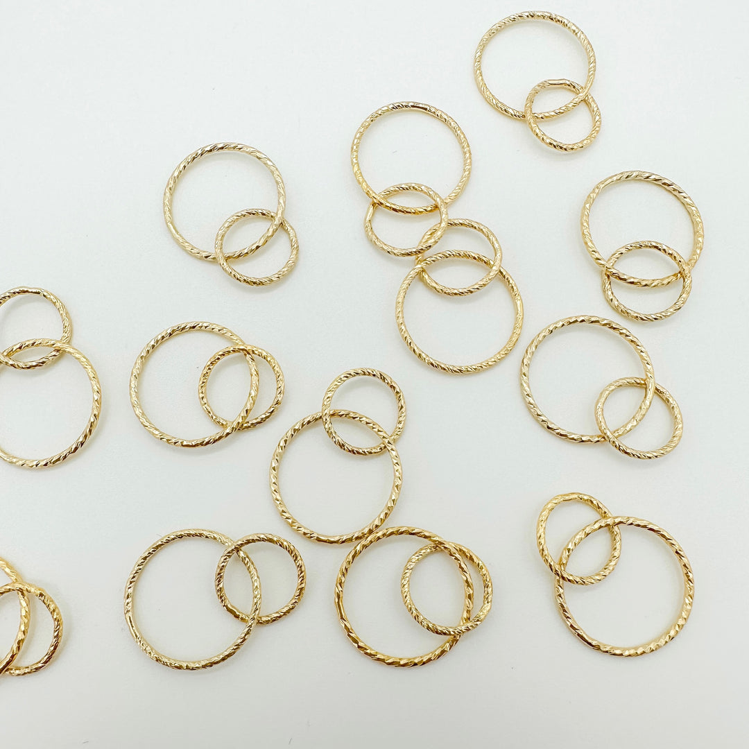 Intertwined circle connectors for permanent jewelry or jewelry making