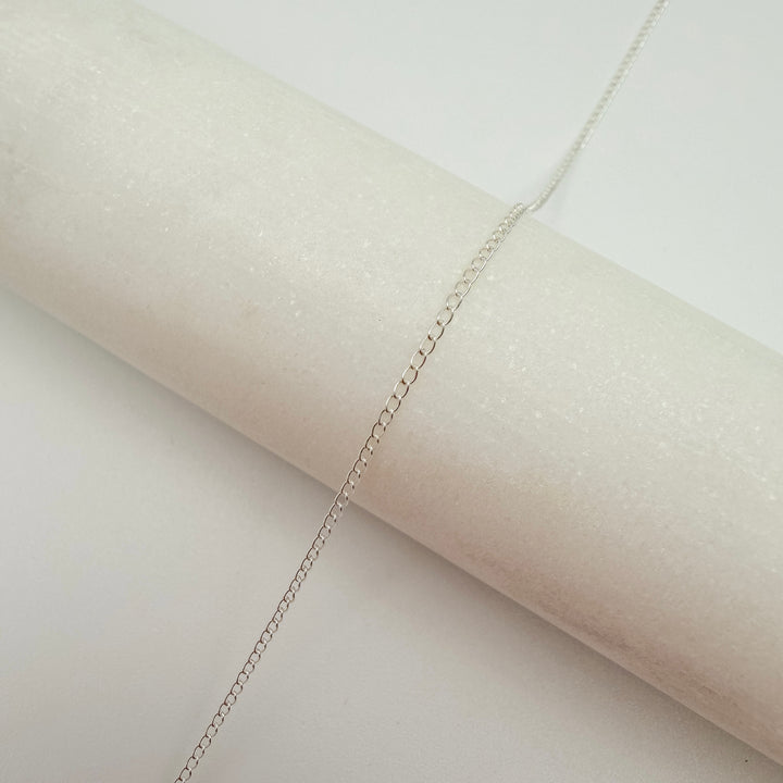 open dainty curb, chain, sterling silver, dainty chain, permanent jewelry, michigan jewelry