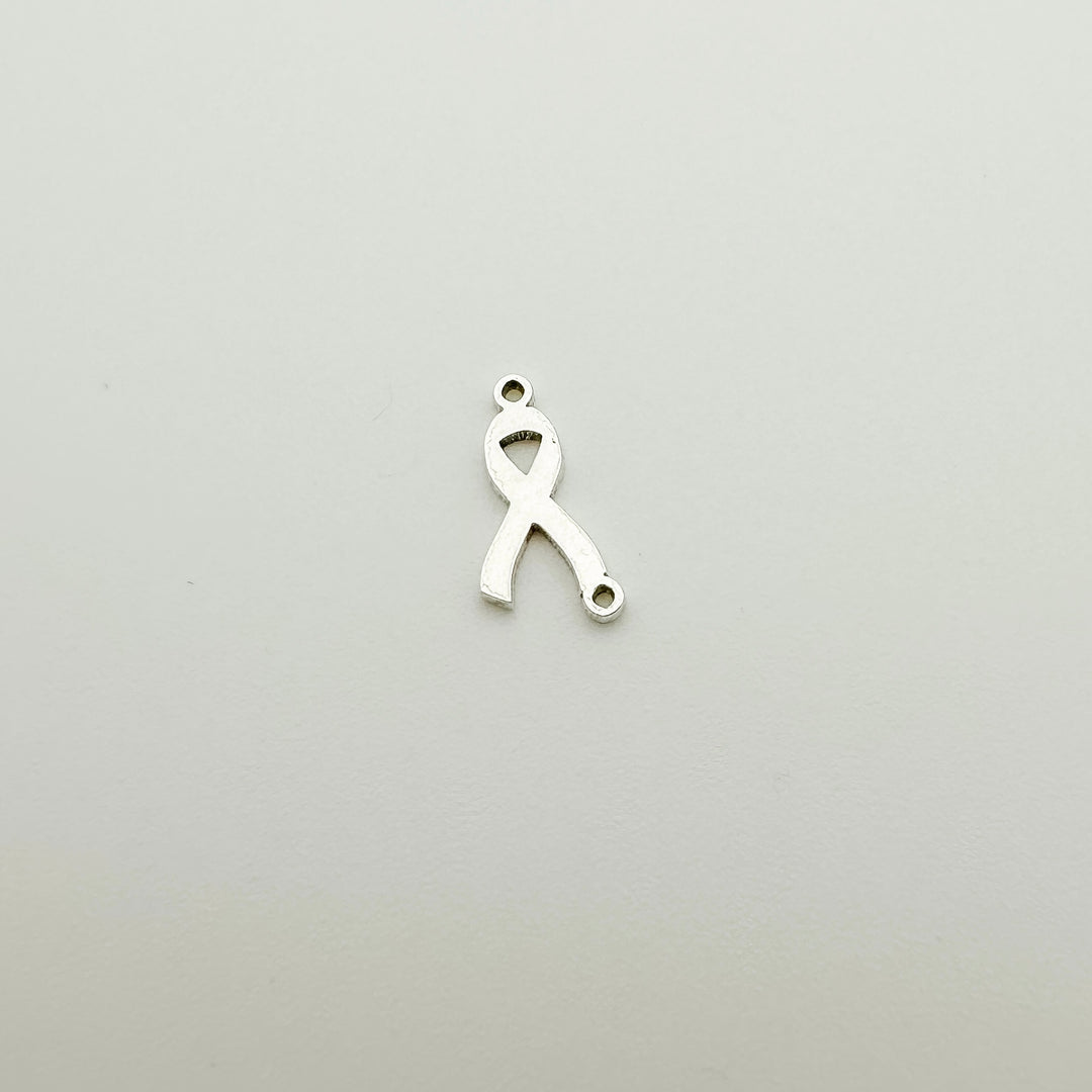 cancer awareness ribbon charm, cancer ribbon charm, cancer ribbon connector, gold filled cancer ribbon connector, permanent jewelry charms, gold filled charms