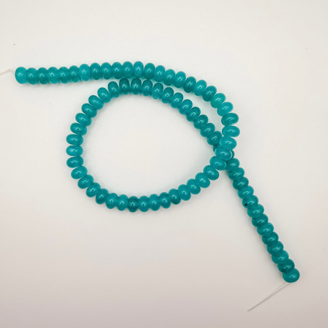 teal Malaysian Jade Rondelle Beads, rondelle beads, 5x8mm rondelle beads, white jade rondelle beads, beaded necklaces beads