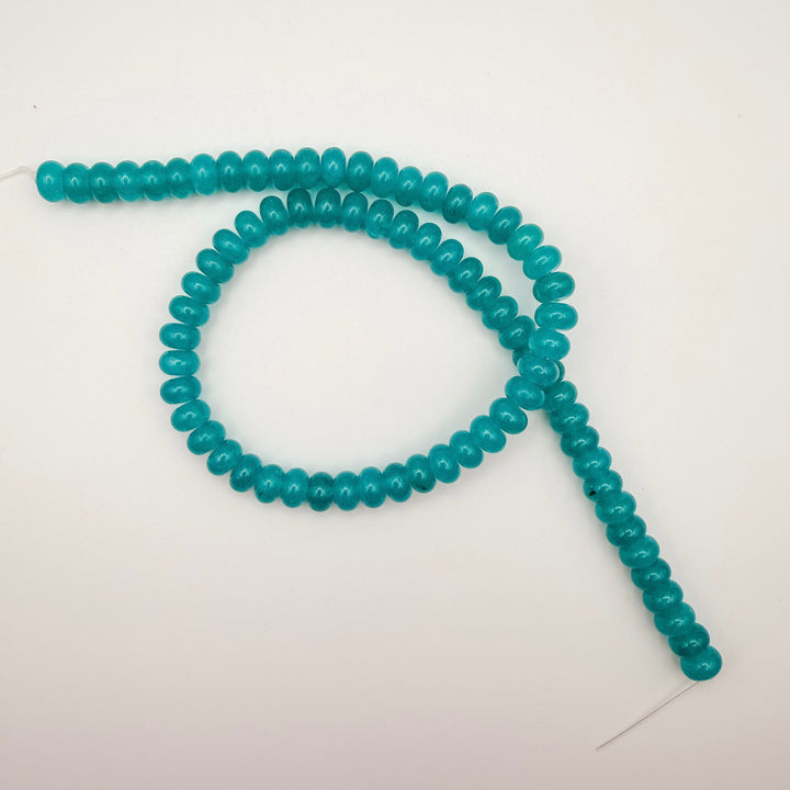teal Malaysian Jade Rondelle Beads, rondelle beads, 5x8mm rondelle beads, white jade rondelle beads, beaded necklaces beads
