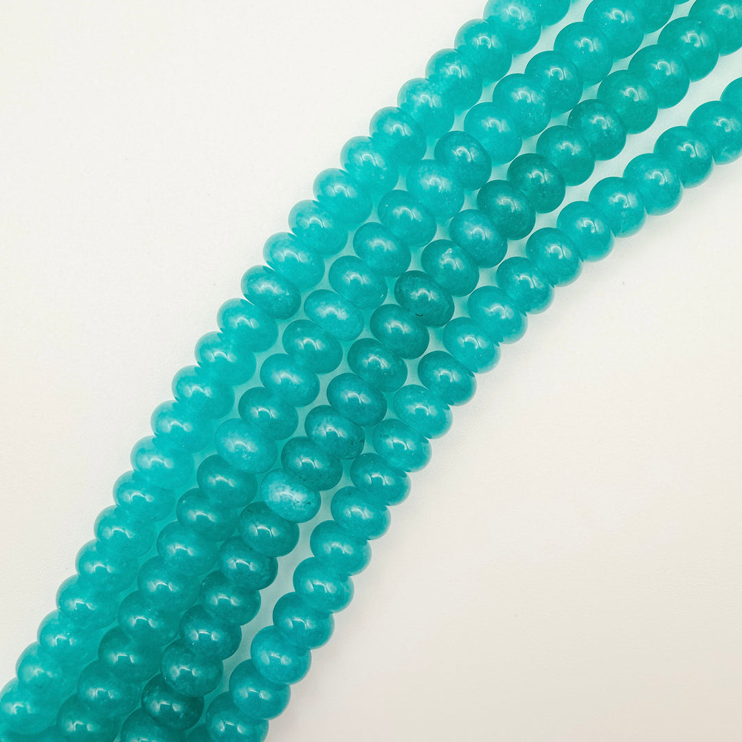 teal Malaysian Jade Rondelle Beads, rondelle beads, 5x8mm rondelle beads, white jade rondelle beads, beaded necklaces beads