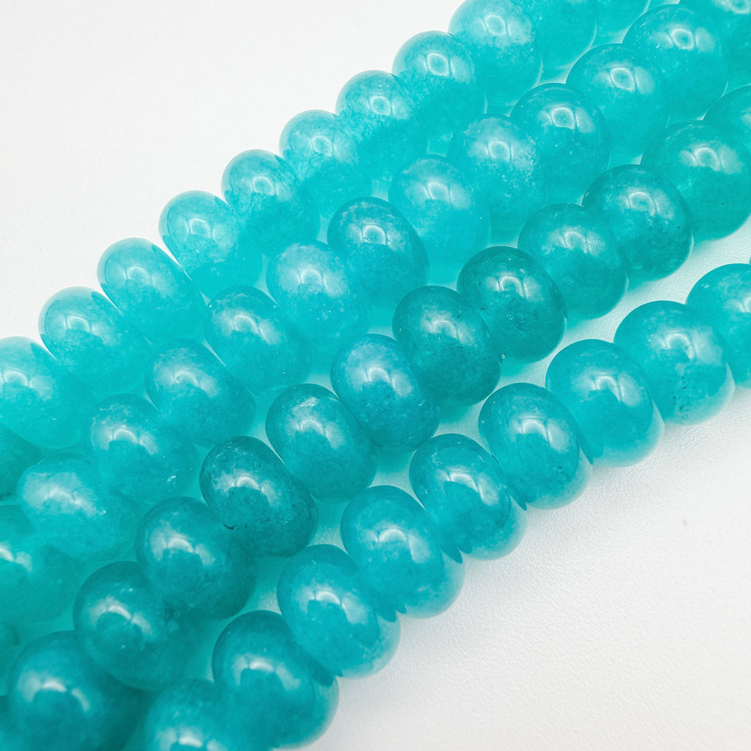 teal Malaysian Jade Rondelle Beads, rondelle beads, 5x8mm rondelle beads, white jade rondelle beads, beaded necklaces beads
