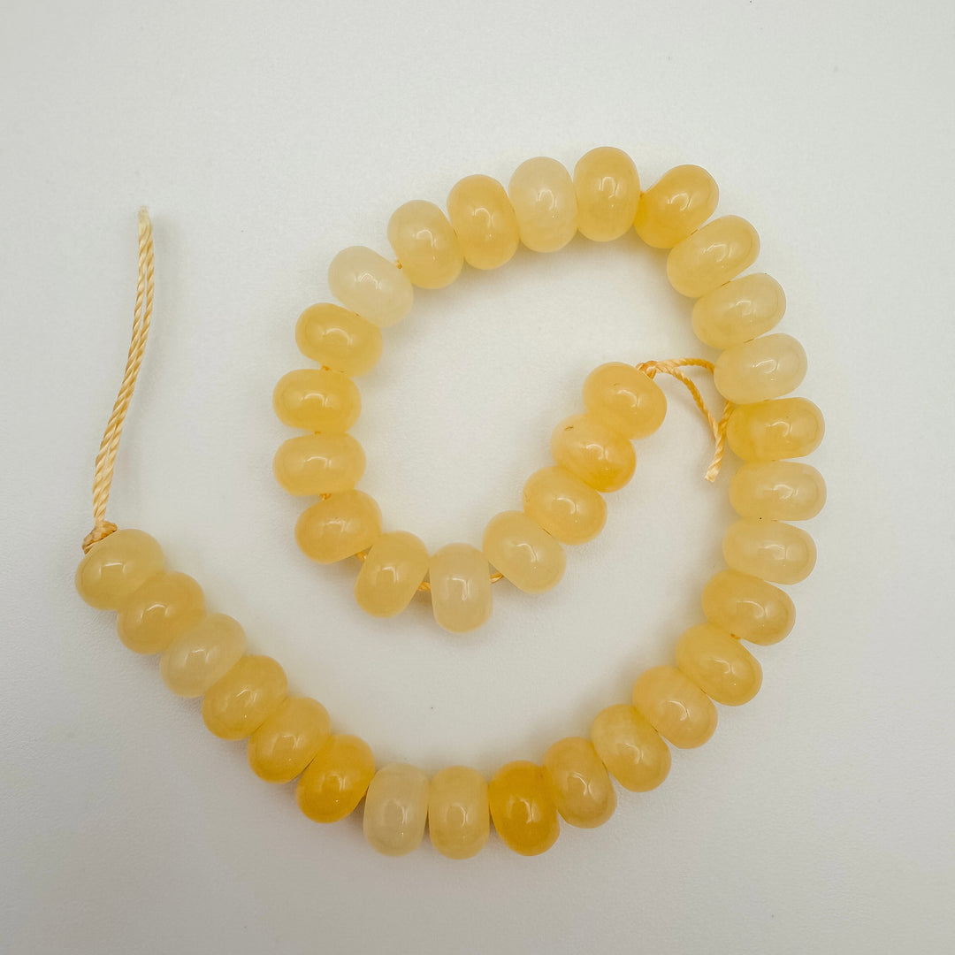 5x8mm rondelle beads, yellow jade beads, beads for beaded necklaces