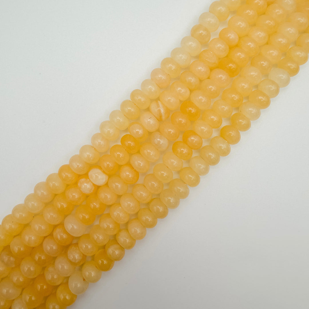 5x8mm rondelle beads, yellow jade beads, beads for beaded necklaces