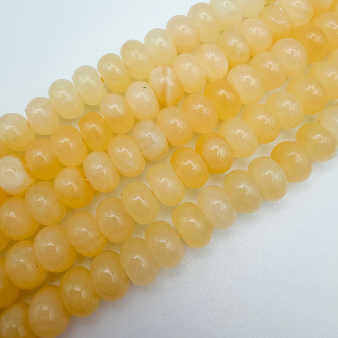 5x8mm rondelle beads, yellow jade beads, beads for beaded necklaces