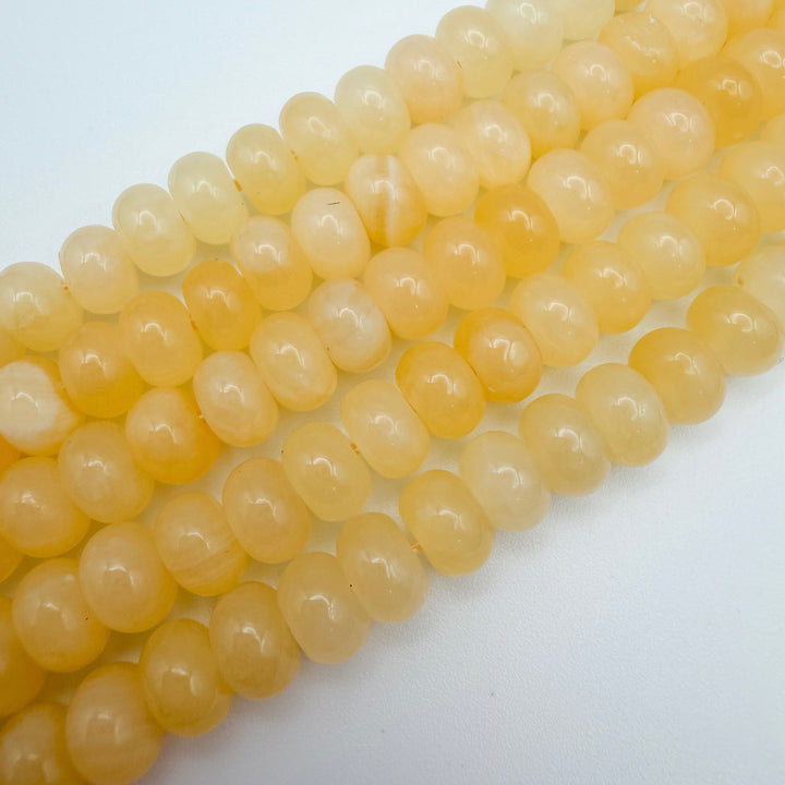 5x8mm rondelle beads, yellow jade beads, beads for beaded necklaces